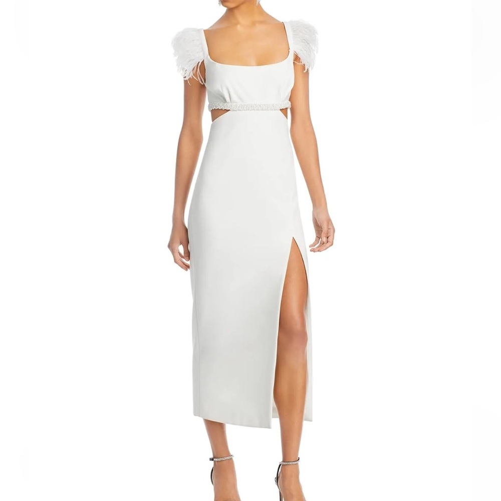 Likely TALIAH GOWN Dress with cut-outs White Feathers